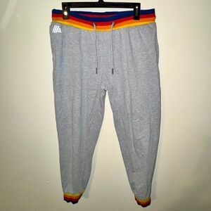 Aldi Gray Joggers with Rainbow Trim